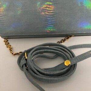 Town east west embossed leather shoulder bag.